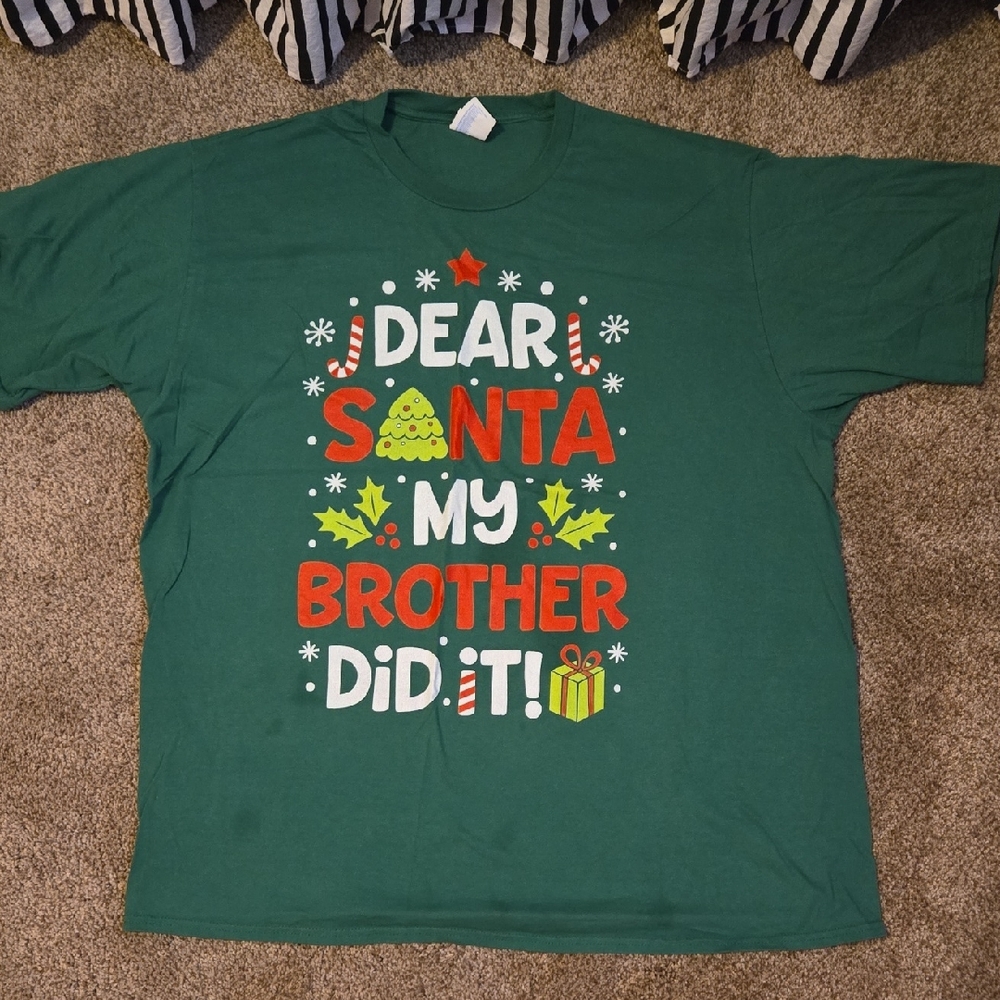 Green Christmas T-Shirt with Festive Print